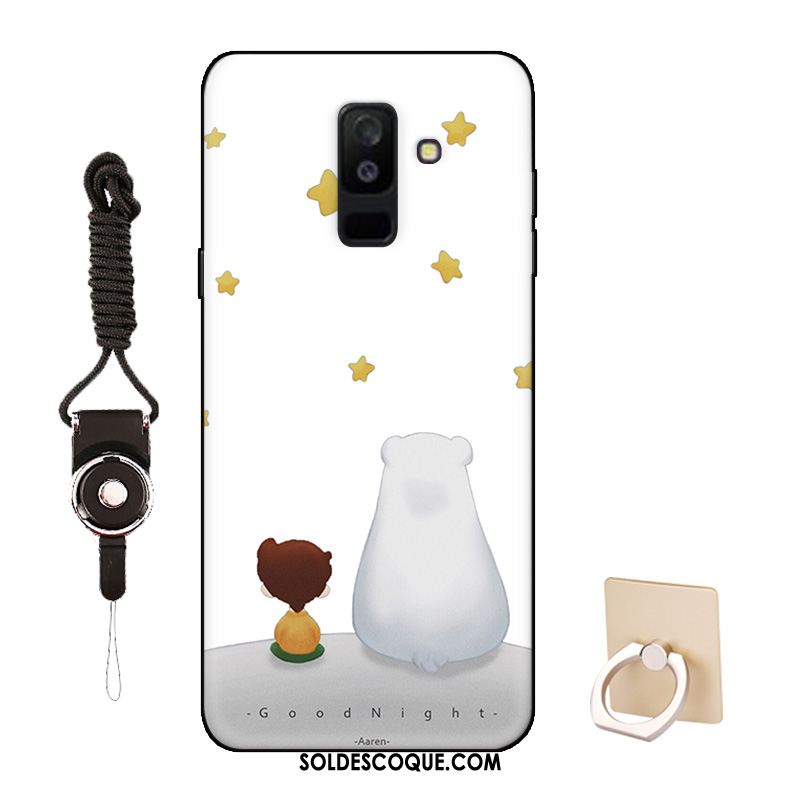 Coque Samsung Galaxy A6+ Délavé En Daim Bordure Rose Dessin Animé Étui Soldes