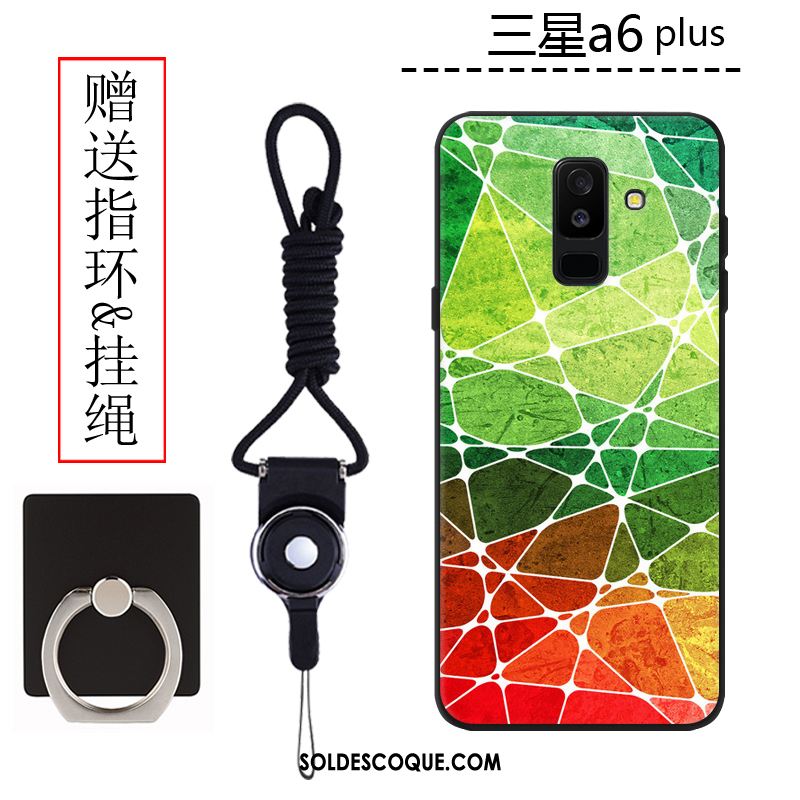 Coque Samsung Galaxy A6+ Délavé En Daim Noir Silicone Tendance Téléphone Portable En Ligne