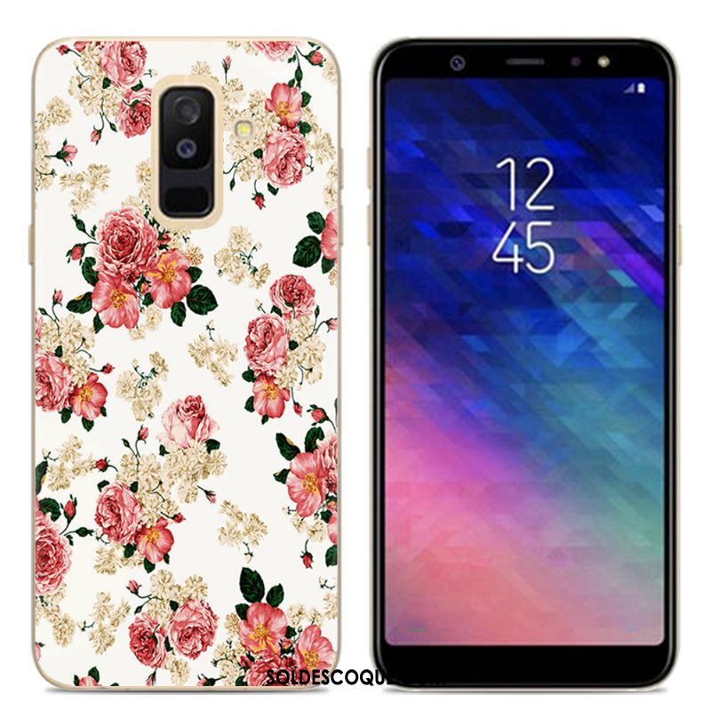 Coque Samsung Galaxy A6+ Fluide Doux Rose Téléphone Portable Silicone Étoile Pas Cher