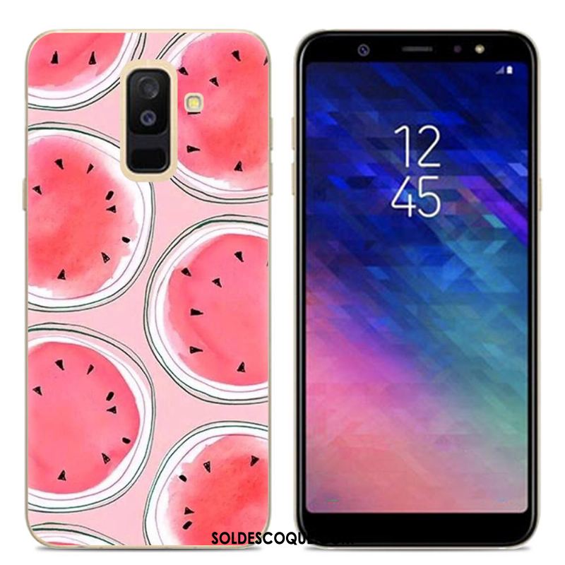 Coque Samsung Galaxy A6+ Fluide Doux Rose Téléphone Portable Silicone Étoile Pas Cher