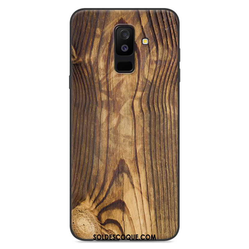 Coque Samsung Galaxy A6 Grain De Bois Silicone Protection Fluide Doux Incassable Pas Cher