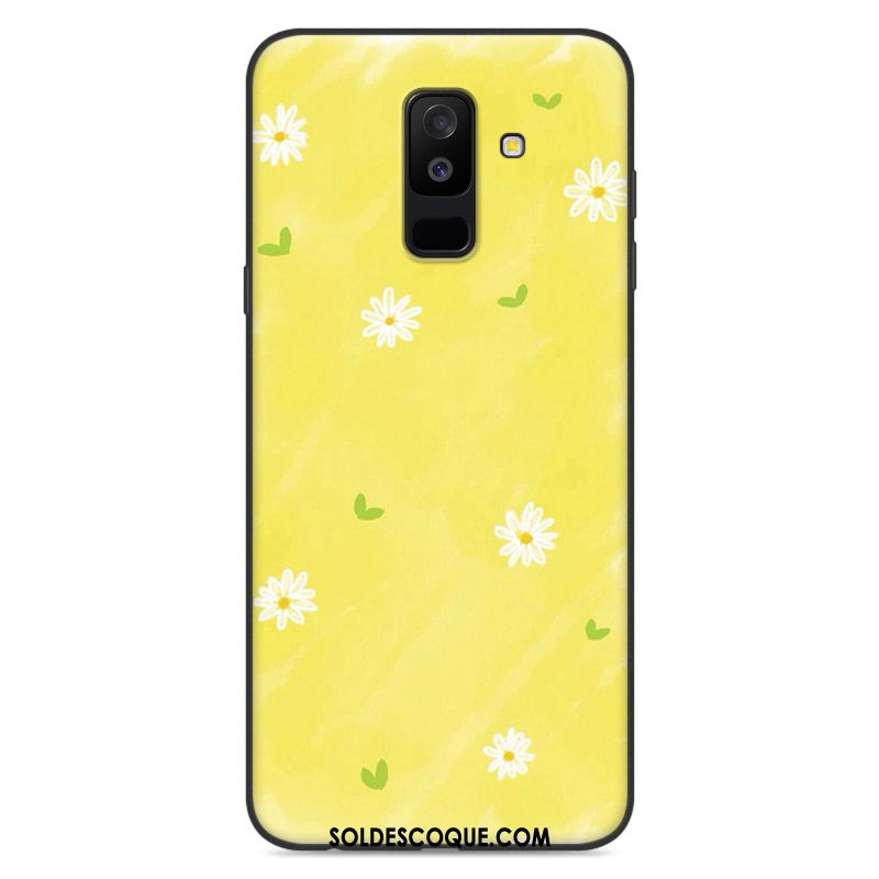 Coque Samsung Galaxy A6+ Silicone Jaune Étoile Fluide Doux Incassable Soldes