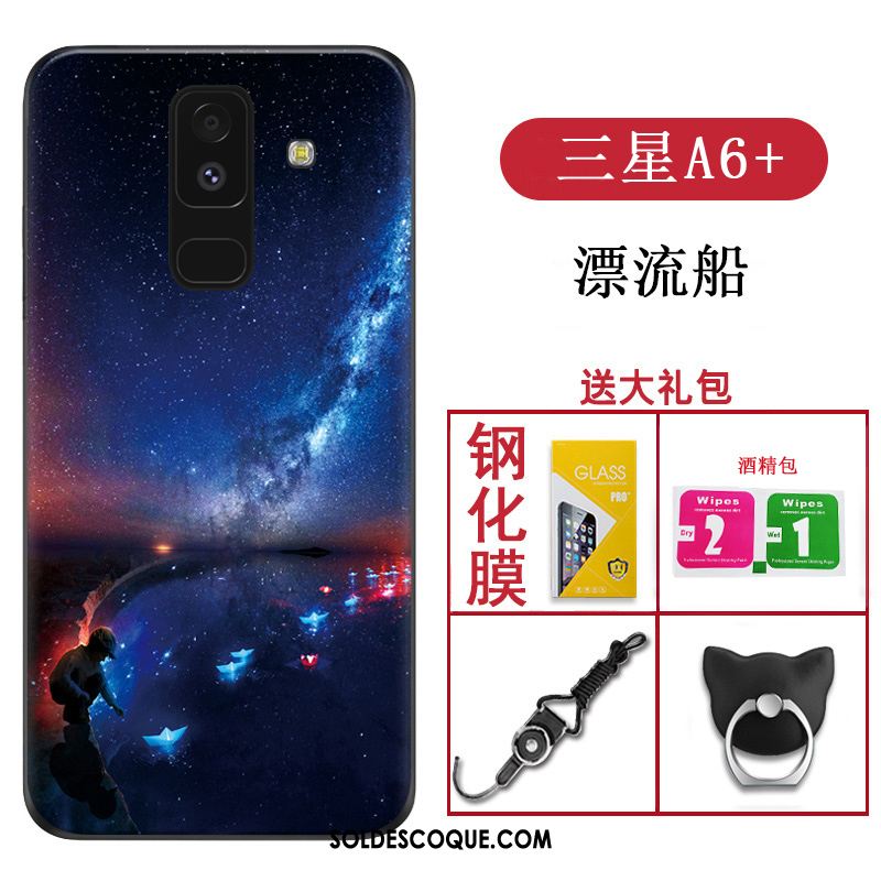 Coque Samsung Galaxy A6+ Silicone Étui Tout Compris Protection Noir Pas Cher