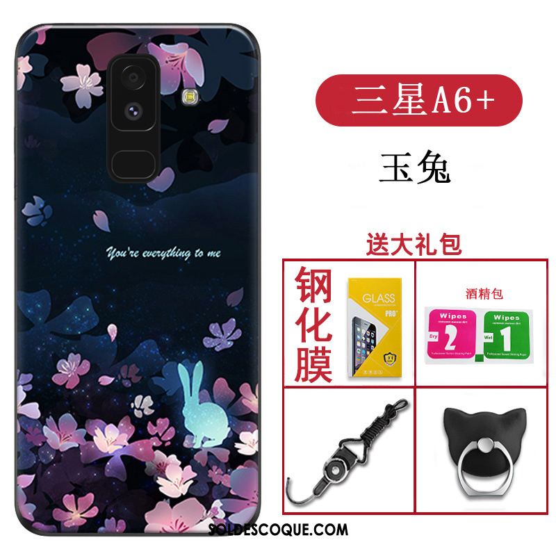 Coque Samsung Galaxy A6+ Silicone Étui Tout Compris Protection Noir Pas Cher