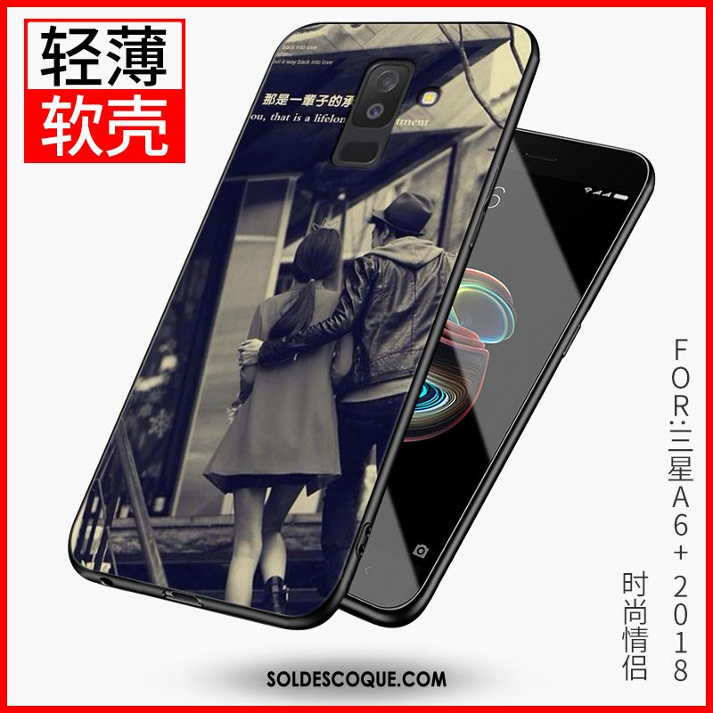 Coque Samsung Galaxy A6+ Téléphone Portable Étoile Étui Noir Protection En Vente
