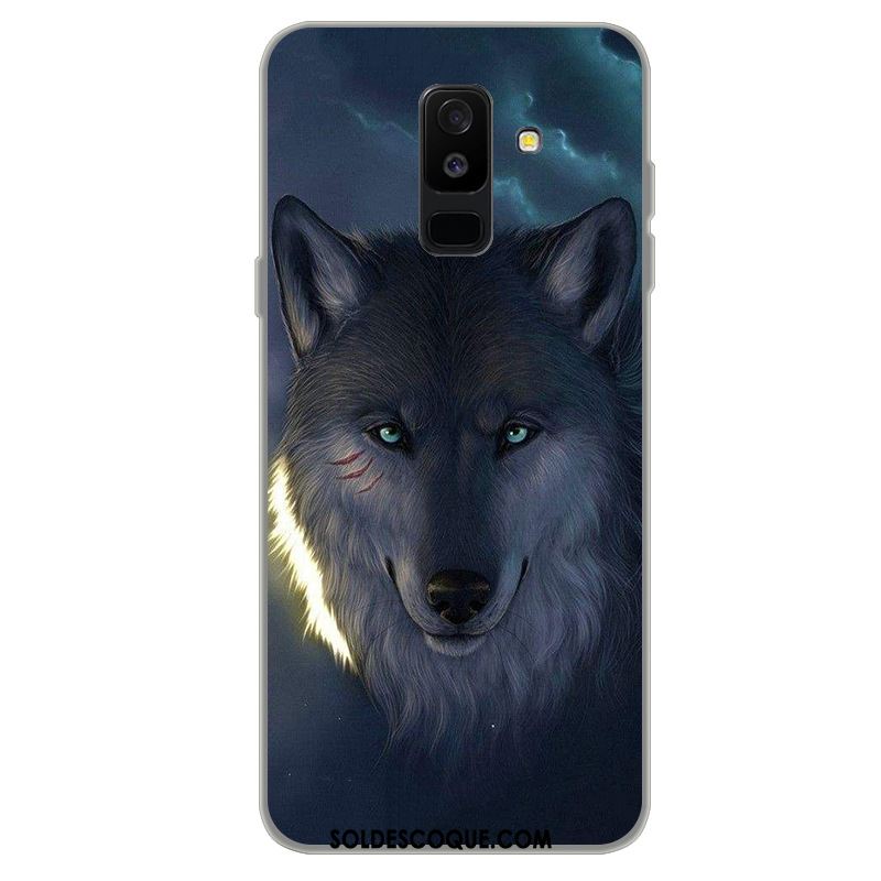 Coque Samsung Galaxy A6+ Étui Protection Bleu Dessin Animé Incassable Soldes