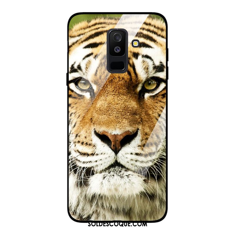 Coque Samsung Galaxy A6 Étui Étoile Téléphone Portable Verre Tigre Pas Cher