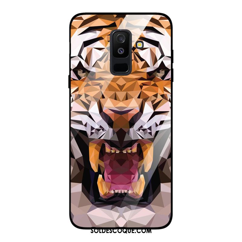 Coque Samsung Galaxy A6 Étui Étoile Téléphone Portable Verre Tigre Pas Cher