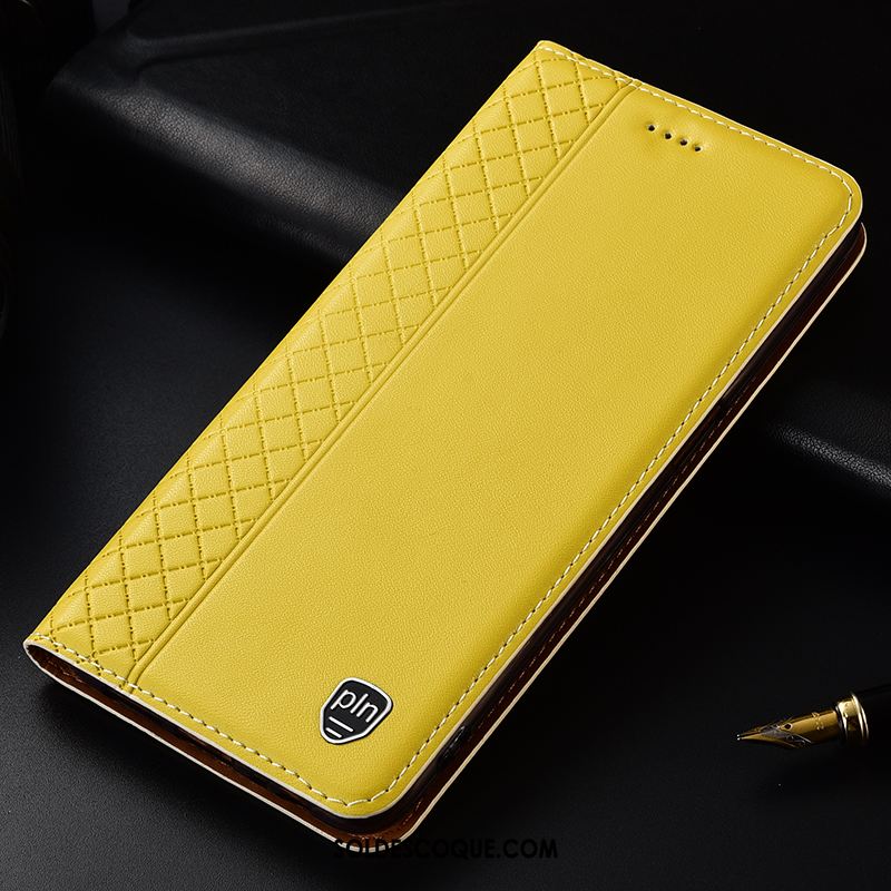 Coque Samsung Galaxy A60 Plaid Mesh Jaune Téléphone Portable Cuir Véritable En Vente