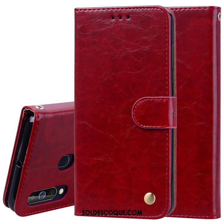 Coque Samsung Galaxy A60 Portefeuille Rouge Téléphone Portable Étoile Étui En Cuir Housse Soldes