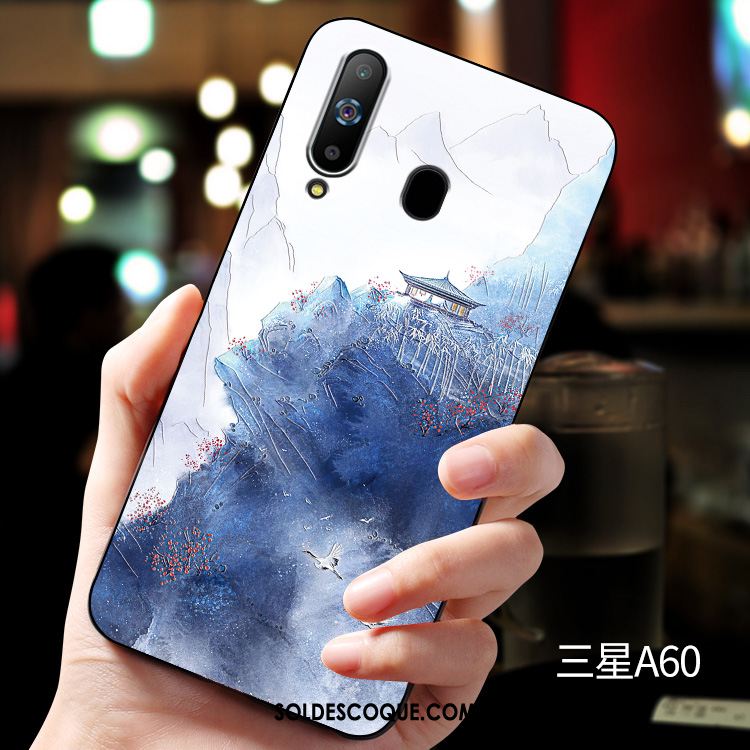 Coque Samsung Galaxy A60 Téléphone Portable Étui Incassable Silicone Gaufrage Soldes