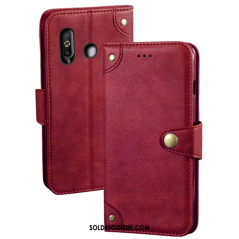 Coque Samsung Galaxy A60 Étui Créatif Rouge Étoile Étui En Cuir Soldes