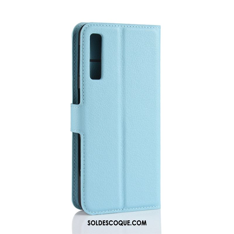 Coque Samsung Galaxy A7 2018 Bleu Téléphone Portable Protection Étui En Cuir Fluide Doux Pas Cher