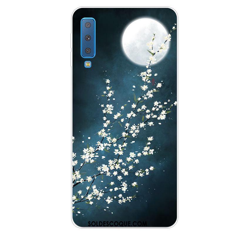 Coque Samsung Galaxy A7 2018 Bleu Étui Vent Étoile Protection En Ligne