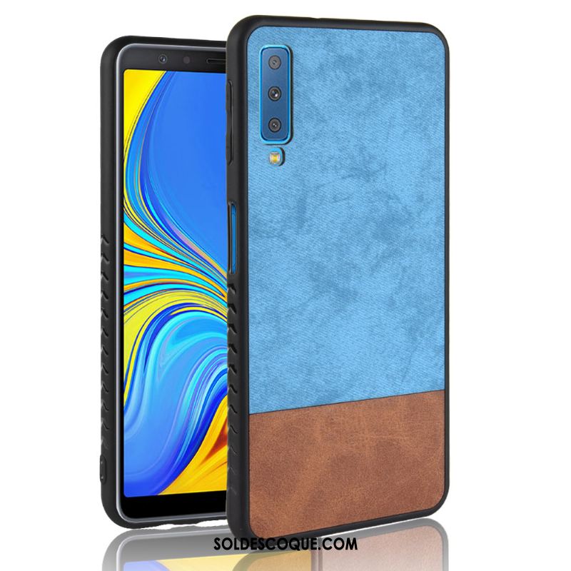 Coque Samsung Galaxy A7 2018 Denim Modèle Fleurie Téléphone Portable Étui Tout Compris Soldes