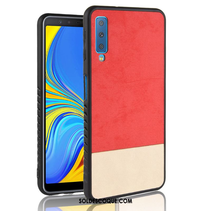 Coque Samsung Galaxy A7 2018 Denim Modèle Fleurie Téléphone Portable Étui Tout Compris Soldes