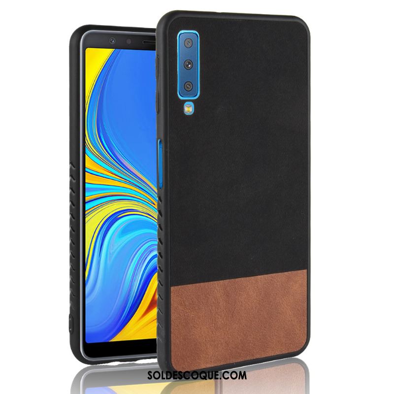 Coque Samsung Galaxy A7 2018 Denim Modèle Fleurie Téléphone Portable Étui Tout Compris Soldes