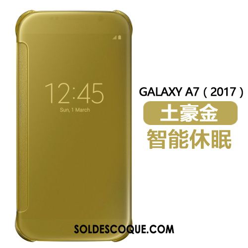 Coque Samsung Galaxy A7 2018 Miroir Étoile Protection Téléphone Portable Dormance Housse Soldes