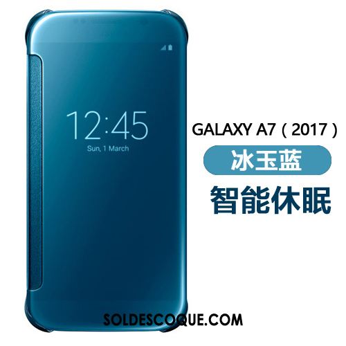 Coque Samsung Galaxy A7 2018 Miroir Étoile Protection Téléphone Portable Dormance Housse Soldes