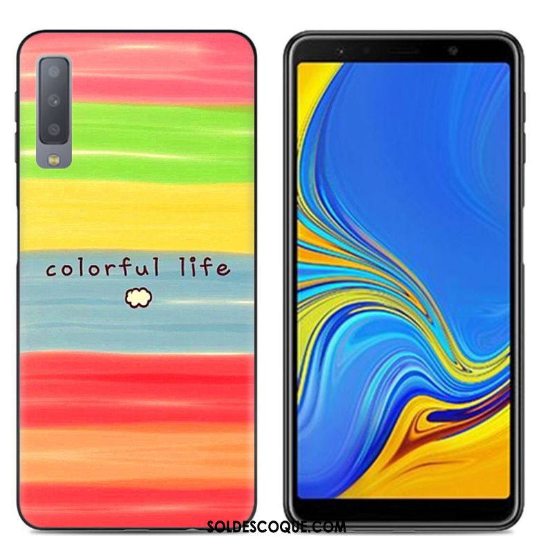 Coque Samsung Galaxy A7 2018 Multicolore Protection Incassable Créatif Peinture Soldes