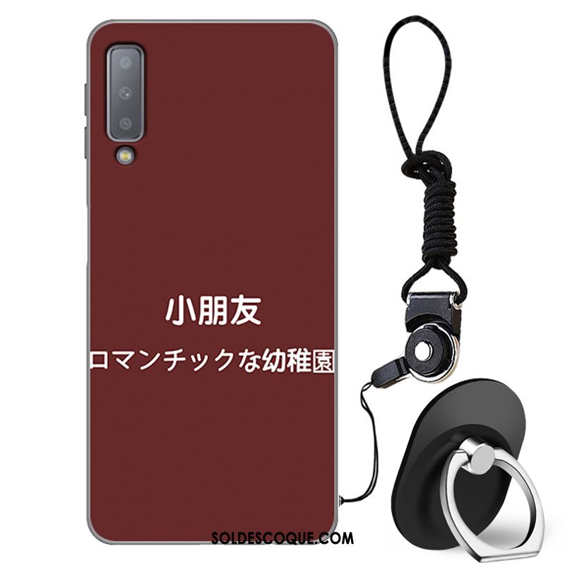 Coque Samsung Galaxy A7 2018 Net Rouge Blanc Incassable Téléphone Portable Étoile Pas Cher