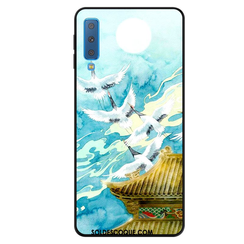 Coque Samsung Galaxy A7 2018 Protection Bleu Téléphone Portable Étoile Dessin Animé Pas Cher