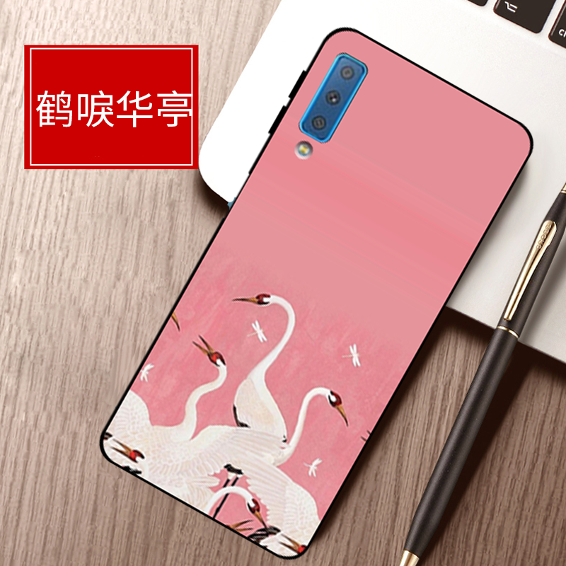 Coque Samsung Galaxy A7 2018 Protection Fluide Doux Téléphone Portable Rose Étui Pas Cher