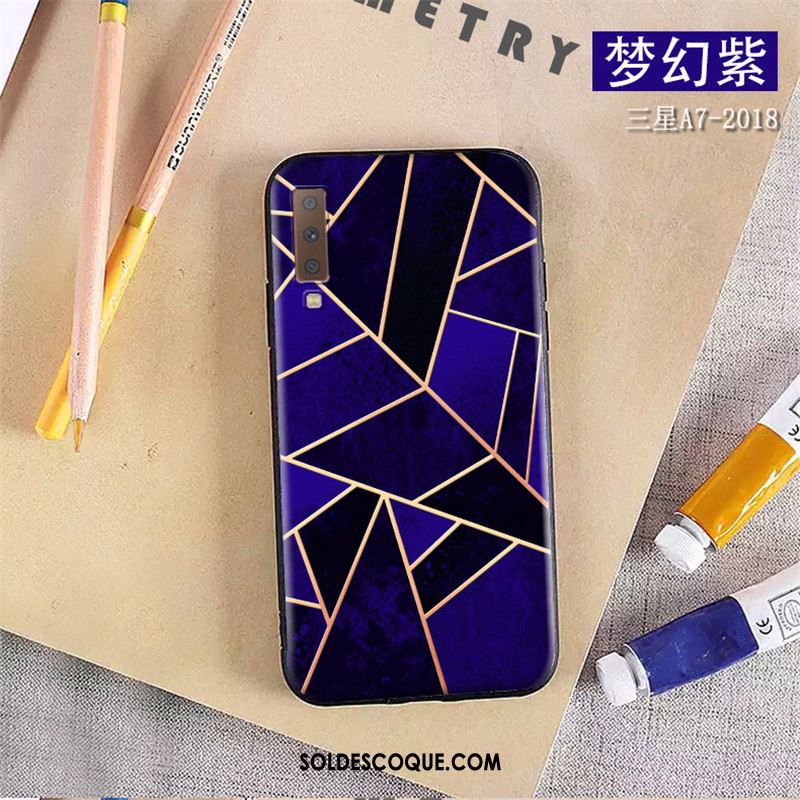 Coque Samsung Galaxy A7 2018 Protection Violet Étoile Étui Silicone France