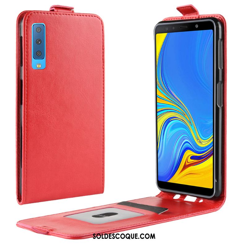 Coque Samsung Galaxy A7 2018 Protection Étui En Cuir Modèle Fleurie Étoile Carte Pas Cher