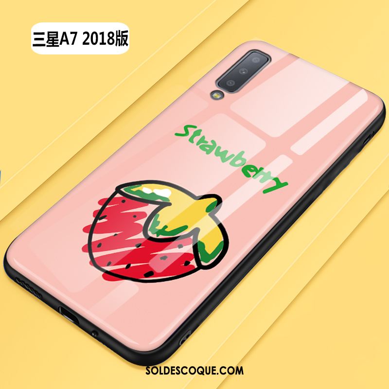 Coque Samsung Galaxy A7 2018 Rose Frais Difficile Protection Silicone En Vente