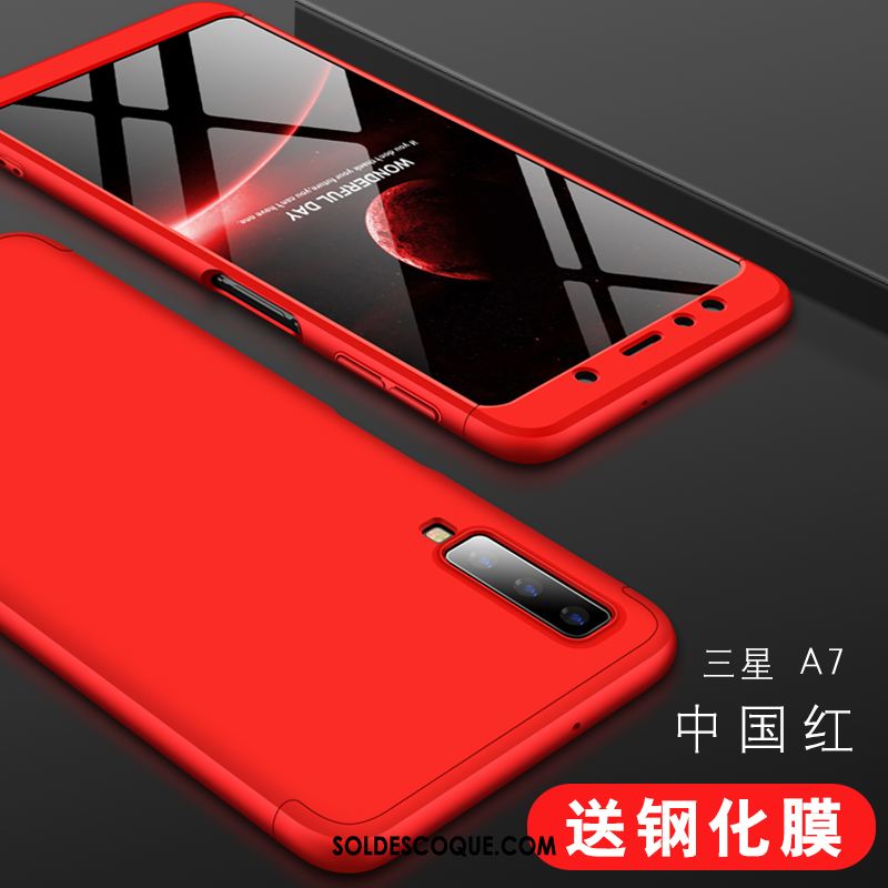 Coque Samsung Galaxy A7 2018 Rouge Étoile Étui Téléphone Portable Protection Housse Pas Cher