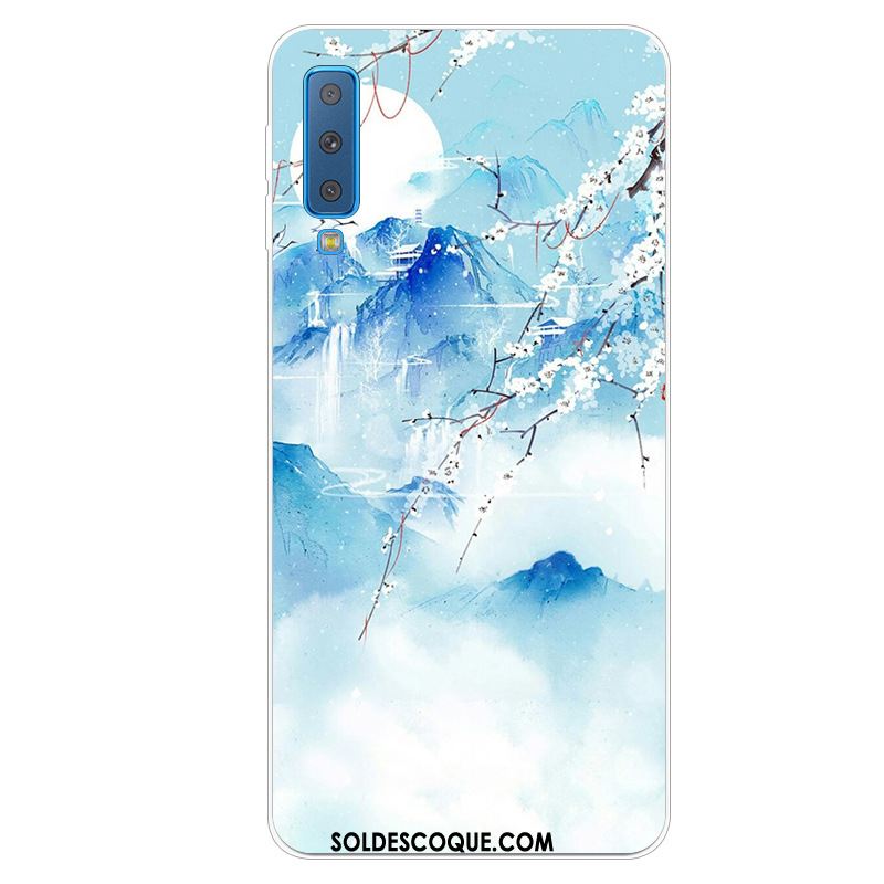 Coque Samsung Galaxy A7 2018 Téléphone Portable Protection Bleu Étui Étoile Pas Cher