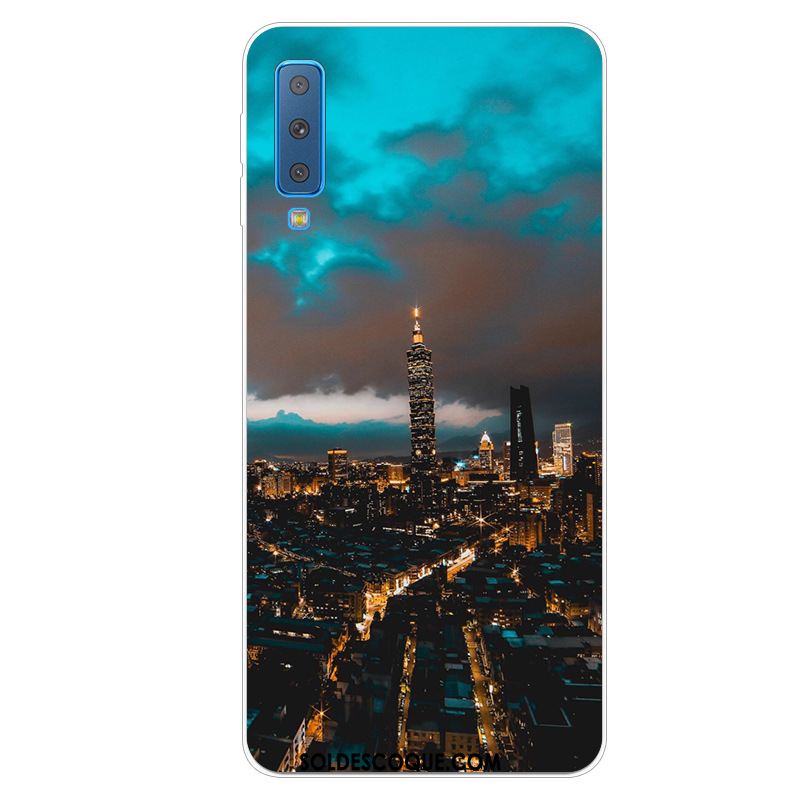 Coque Samsung Galaxy A7 2018 Téléphone Portable Protection Bleu Étui Étoile Pas Cher