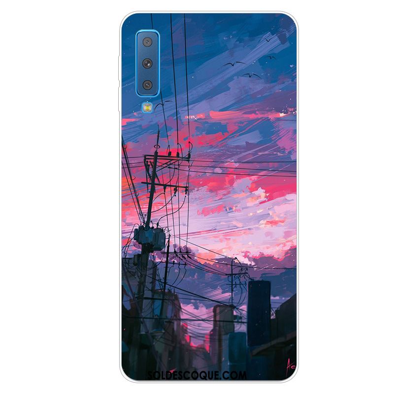 Coque Samsung Galaxy A7 2018 Téléphone Portable Protection Bleu Étui Étoile Pas Cher