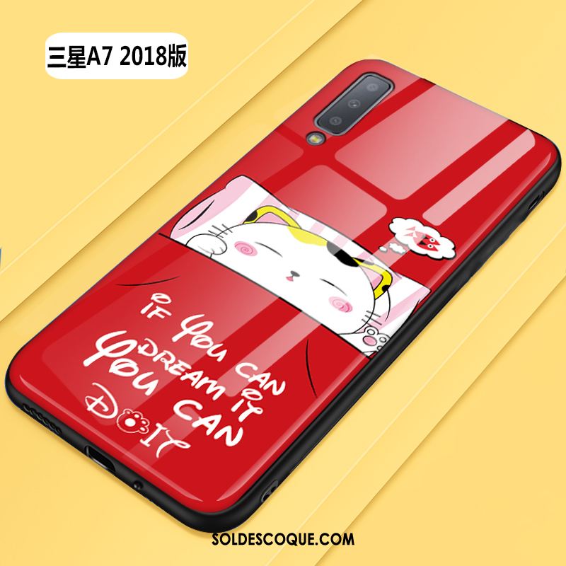 Coque Samsung Galaxy A7 2018 Verre Dessin Animé Difficile Tout Compris Étoile Housse Soldes