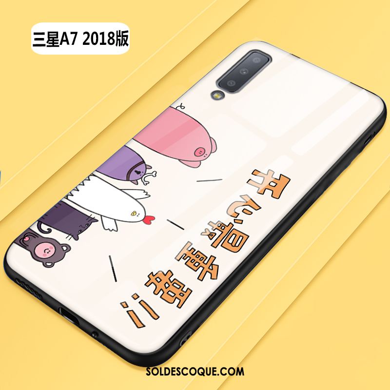 Coque Samsung Galaxy A7 2018 Verre Dessin Animé Difficile Tout Compris Étoile Housse Soldes