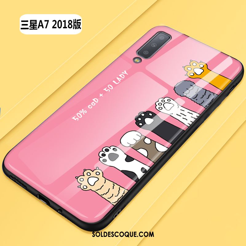 Coque Samsung Galaxy A7 2018 Verre Dessin Animé Difficile Tout Compris Étoile Housse Soldes