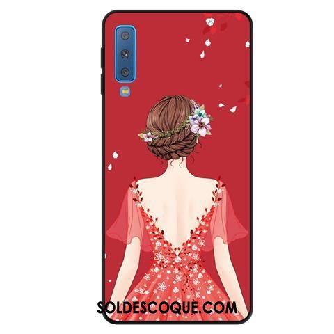 Coque Samsung Galaxy A7 2018 Yarn Téléphone Portable Rouge Étoile Fluide Doux En Vente