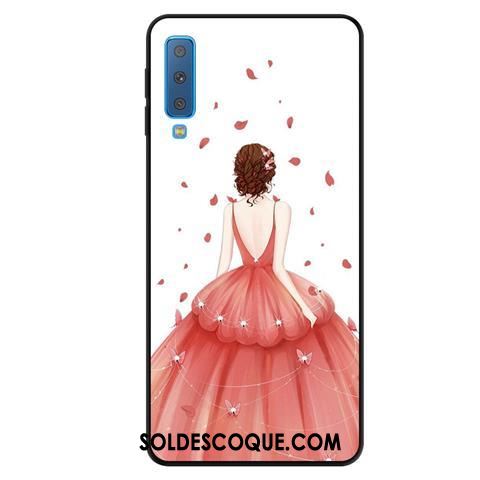 Coque Samsung Galaxy A7 2018 Yarn Téléphone Portable Rouge Étoile Fluide Doux En Vente