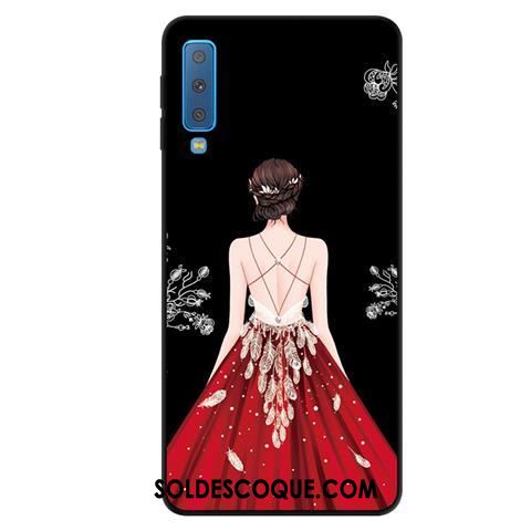 Coque Samsung Galaxy A7 2018 Yarn Téléphone Portable Rouge Étoile Fluide Doux En Vente
