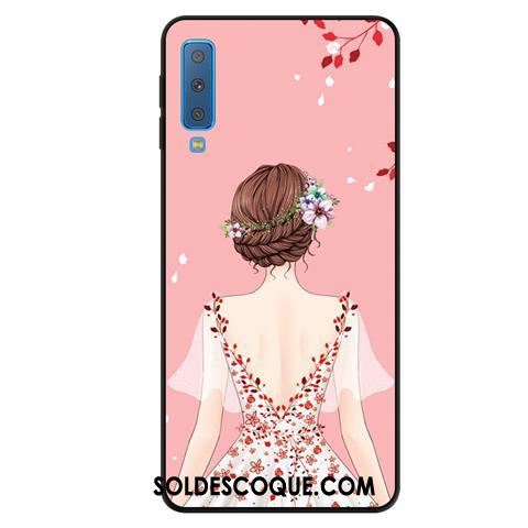 Coque Samsung Galaxy A7 2018 Yarn Téléphone Portable Rouge Étoile Fluide Doux En Vente