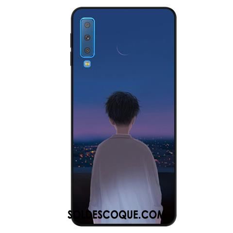 Coque Samsung Galaxy A7 2018 Yarn Téléphone Portable Rouge Étoile Fluide Doux En Vente