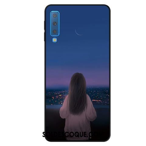 Coque Samsung Galaxy A7 2018 Yarn Téléphone Portable Rouge Étoile Fluide Doux En Vente