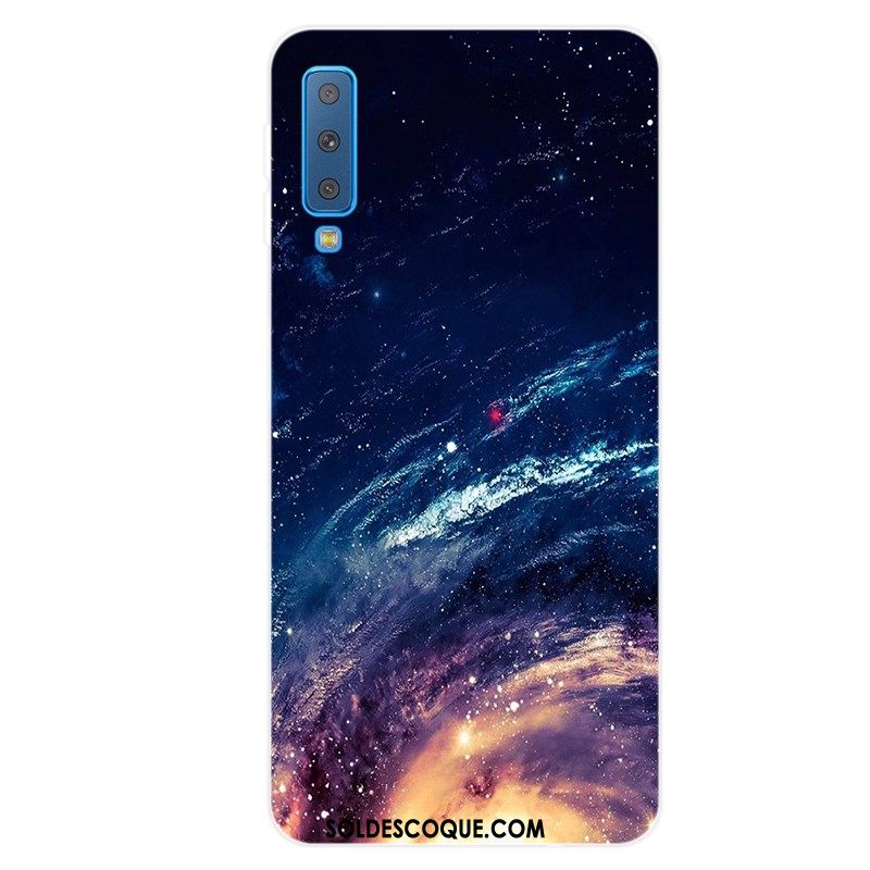 Coque Samsung Galaxy A7 2018 Étoile Fluide Doux Étui Protection Violet En Ligne