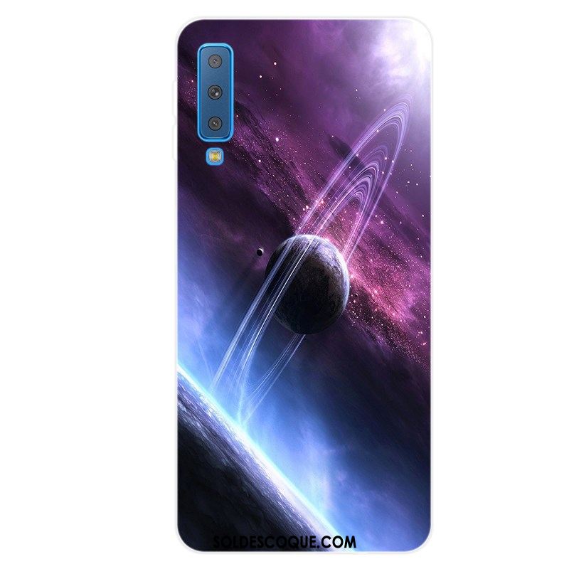 Coque Samsung Galaxy A7 2018 Étoile Fluide Doux Étui Protection Violet En Ligne