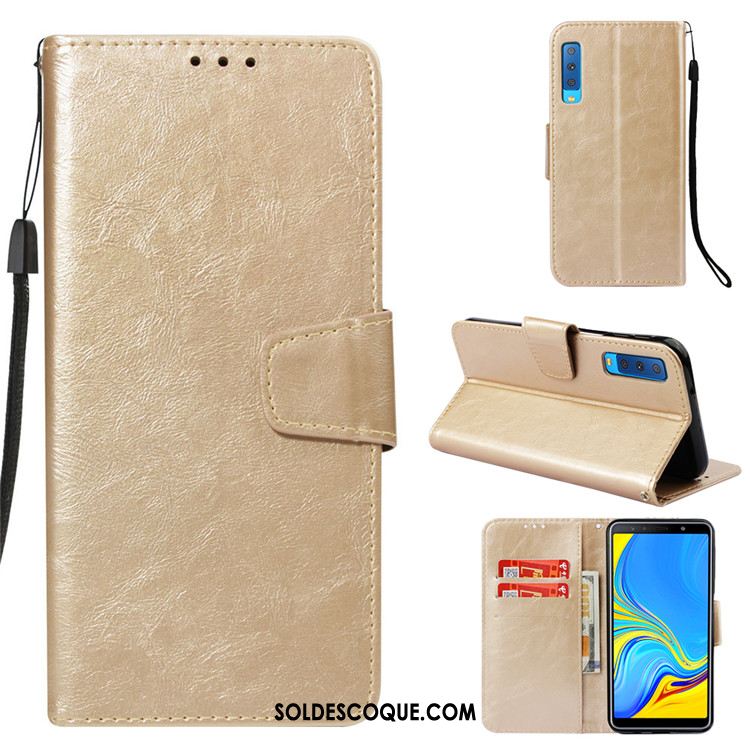 Coque Samsung Galaxy A7 2018 Étui Vintage Protection Business Étui En Cuir En Ligne