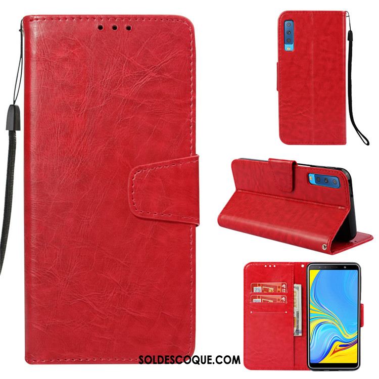 Coque Samsung Galaxy A7 2018 Étui Vintage Protection Business Étui En Cuir En Ligne