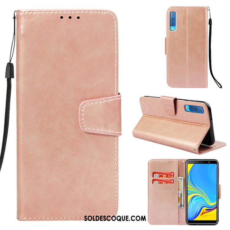 Coque Samsung Galaxy A7 2018 Étui Vintage Protection Business Étui En Cuir En Ligne