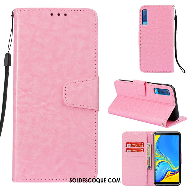 Coque Samsung Galaxy A7 2018 Étui Vintage Protection Business Étui En Cuir En Ligne