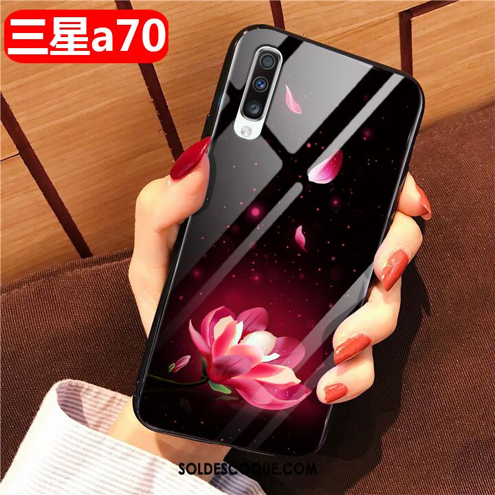 Coque Samsung Galaxy A70 Net Rouge Difficile Mode Protection Fluide Doux Pas Cher